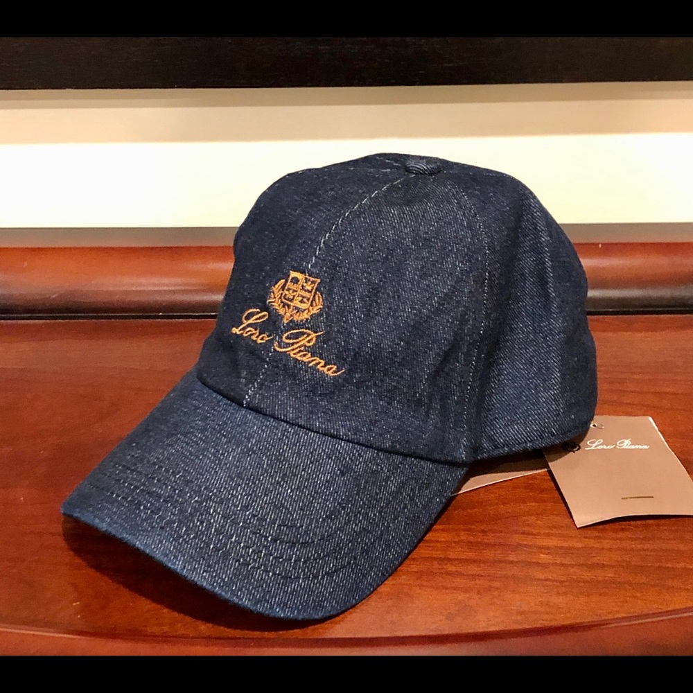 New LORO PIANA Blue Denim Baseball Hat - NWT